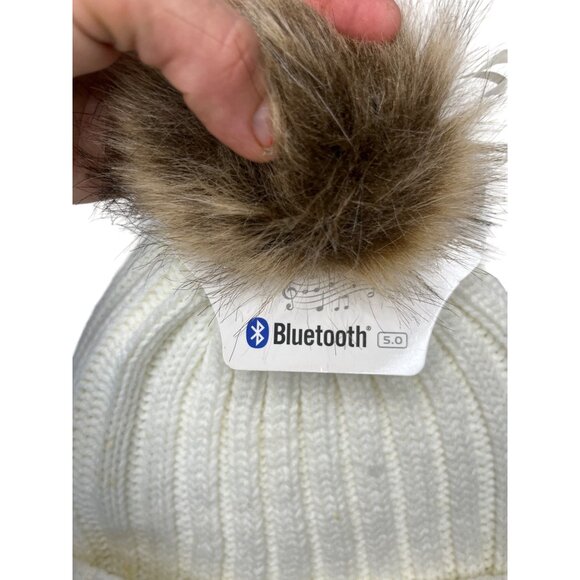 iLive Bluetooth Beanie White Knit‎ Hat  Built- in Headphones SnowBoarding SkIING - Picture 2 of 6